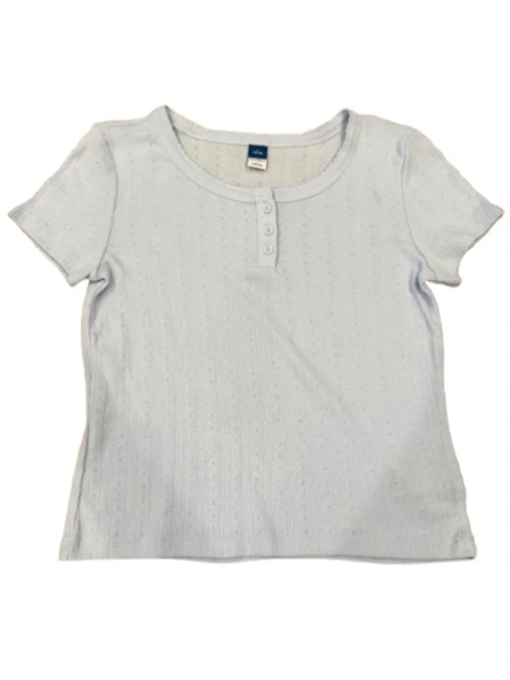 Old Navy Girls Light Blue Short Sleeve Henley Tee with Button Details Size Large